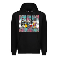 Black cartoon characters coffee cups Premium Hoodie - Zillion Design Studio