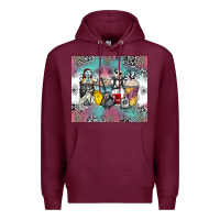 Burgundy cartoon characters coffee cups Premium Hoodie - Zillion Design Studio