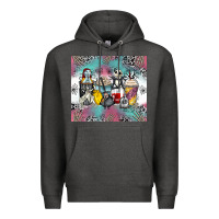 Charcoal Heather cartoon characters coffee cups Premium Hoodie - Zillion Design Studio