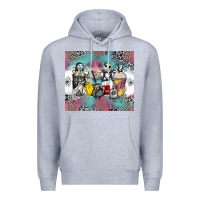 Heather Grey cartoon characters coffee cups Premium Hoodie - Zillion Design Studio