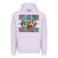 Lilac cartoon characters coffee cups Premium Hoodie - Zillion Design Studio