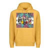 Mustard cartoon characters coffee cups Premium Hoodie - Zillion Design Studio