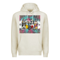 Oatmeal Heather cartoon characters coffee cups Premium Hoodie - Zillion Design Studio