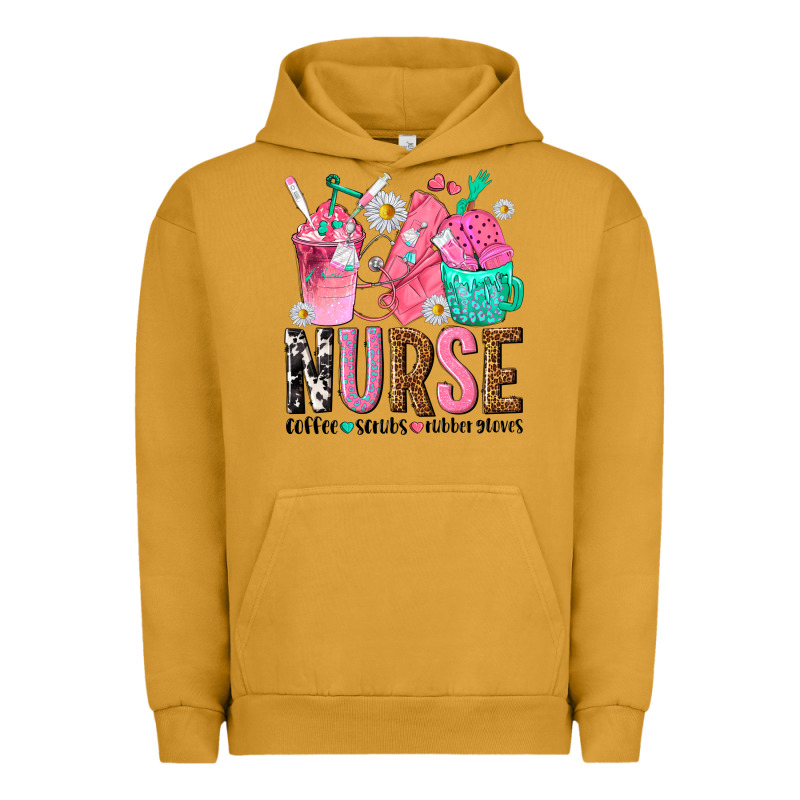 Nurse Coffee Scrubs Rubber Gloves Urban Hoodie by texasbilliewilder | Teevron