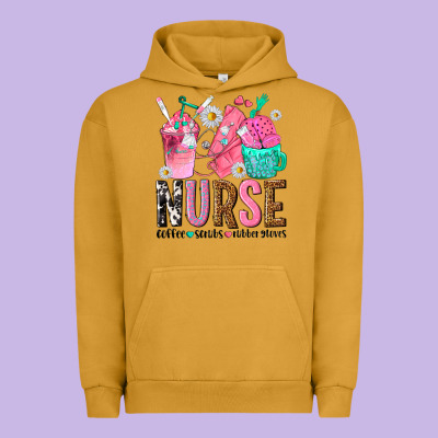 Nurse Coffee Scrubs Rubber Gloves Urban Hoodie Designed By Texasbilliewilder