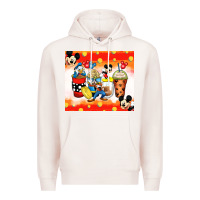 Pale Pink cartoon characters coffee cups Premium Hoodie - Zillion Design Studio