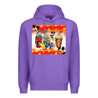 Purple cartoon characters coffee cups Premium Hoodie - Zillion Design Studio