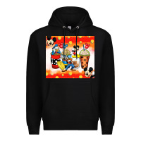 Black cartoon characters coffee cups Premium Hoodie - Zillion Design Studio