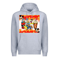 Heather Grey cartoon characters coffee cups Premium Hoodie - Zillion Design Studio