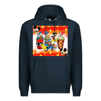Navy cartoon characters coffee cups Premium Hoodie - Zillion Design Studio