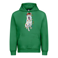 Emerald christmas white shepherd with christmas lights Urban Hoodie - RanaPortraitStore
