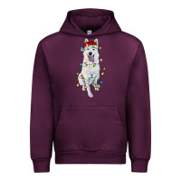 Mauve Wine christmas white shepherd with christmas lights Urban Hoodie - RanaPortraitStore