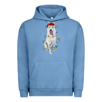 Pigment Pebble Blue christmas white shepherd with christmas lights Urban Hoodie - RanaPortraitStore