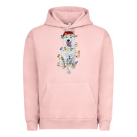Pigment Salmon christmas white shepherd with christmas lights Urban Hoodie - RanaPortraitStore
