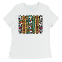 White soccer camouflage serape cowhide turquoise leopard glitter  brushstrok Ladies Tee - Artiststas
