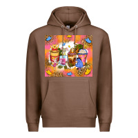Chestnut cartoon characters coffee cups Premium Hoodie - Zillion Design Studio
