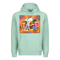 Seafoam cartoon characters coffee cups Premium Hoodie - Zillion Design Studio