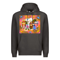 Smoke cartoon characters coffee cups Premium Hoodie - Zillion Design Studio