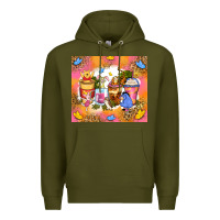 Cartoon Characters Coffee Cups Premium Hoodie | Teevron