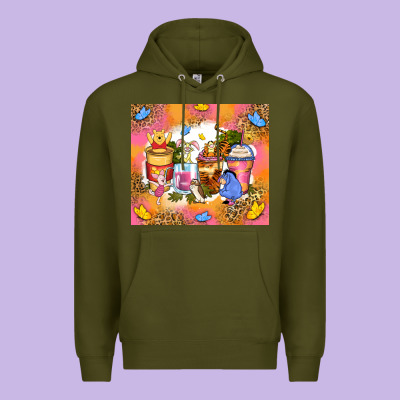 Cartoon Characters Coffee Cups Premium Hoodie Designed By Zillion Design Studio