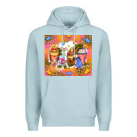 Blue Mist cartoon characters coffee cups Premium Hoodie - Zillion Design Studio