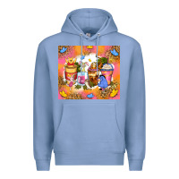 Colony Blue cartoon characters coffee cups Premium Hoodie - Zillion Design Studio