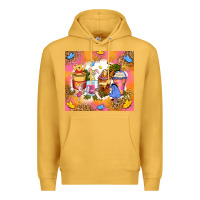 Mustard cartoon characters coffee cups Premium Hoodie - Zillion Design Studio