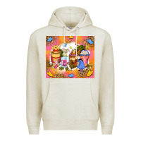 Oatmeal Heather cartoon characters coffee cups Premium Hoodie - Zillion Design Studio