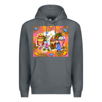 Rock cartoon characters coffee cups Premium Hoodie - Zillion Design Studio