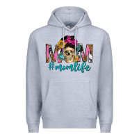 Heather Grey mom life with skull Premium Hoodie - texasbilliewilder