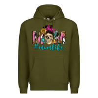 Army Green mom life with skull Premium Hoodie - texasbilliewilder