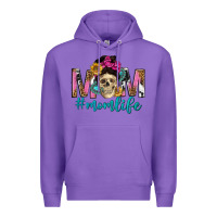 Purple mom life with skull Premium Hoodie - texasbilliewilder