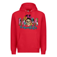 Red mom life with skull Premium Hoodie - texasbilliewilder