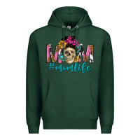 Sports Green mom life with skull Premium Hoodie - texasbilliewilder