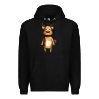 Black cute reindeer Premium Hoodie - RanaPortraitStore