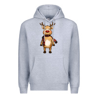 Heather Grey cute reindeer Premium Hoodie - RanaPortraitStore