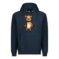Navy cute reindeer Premium Hoodie - RanaPortraitStore