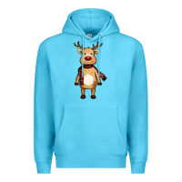 Ocean Blue cute reindeer Premium Hoodie - RanaPortraitStore