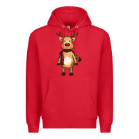 Red cute reindeer Premium Hoodie - RanaPortraitStore