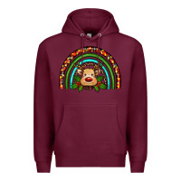 Burgundy reindeer rainbow christmas Premium Hoodie - RanaPortraitStore