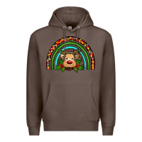 Coffee reindeer rainbow christmas Premium Hoodie - RanaPortraitStore