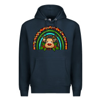 Navy reindeer rainbow christmas Premium Hoodie - RanaPortraitStore