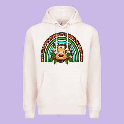 Reindeer Rainbow Christmas Premium Hoodie Designed By Ranaportraitstore