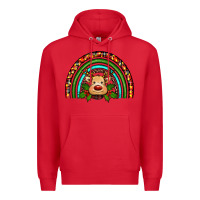 Red reindeer rainbow christmas Premium Hoodie - RanaPortraitStore