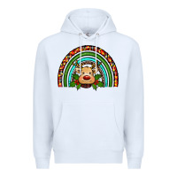White reindeer rainbow christmas Premium Hoodie - RanaPortraitStore