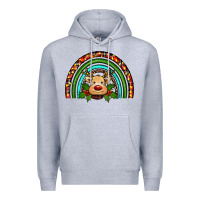 Heather Grey reindeer rainbow christmas Premium Hoodie - RanaPortraitStore