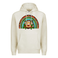 Oatmeal Heather reindeer rainbow christmas Premium Hoodie - RanaPortraitStore