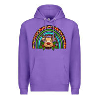 Purple reindeer rainbow christmas Premium Hoodie - RanaPortraitStore