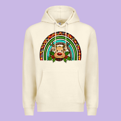 Reindeer Rainbow Christmas Premium Hoodie Designed By Ranaportraitstore