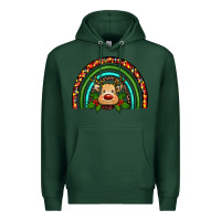 Sports Green reindeer rainbow christmas Premium Hoodie - RanaPortraitStore